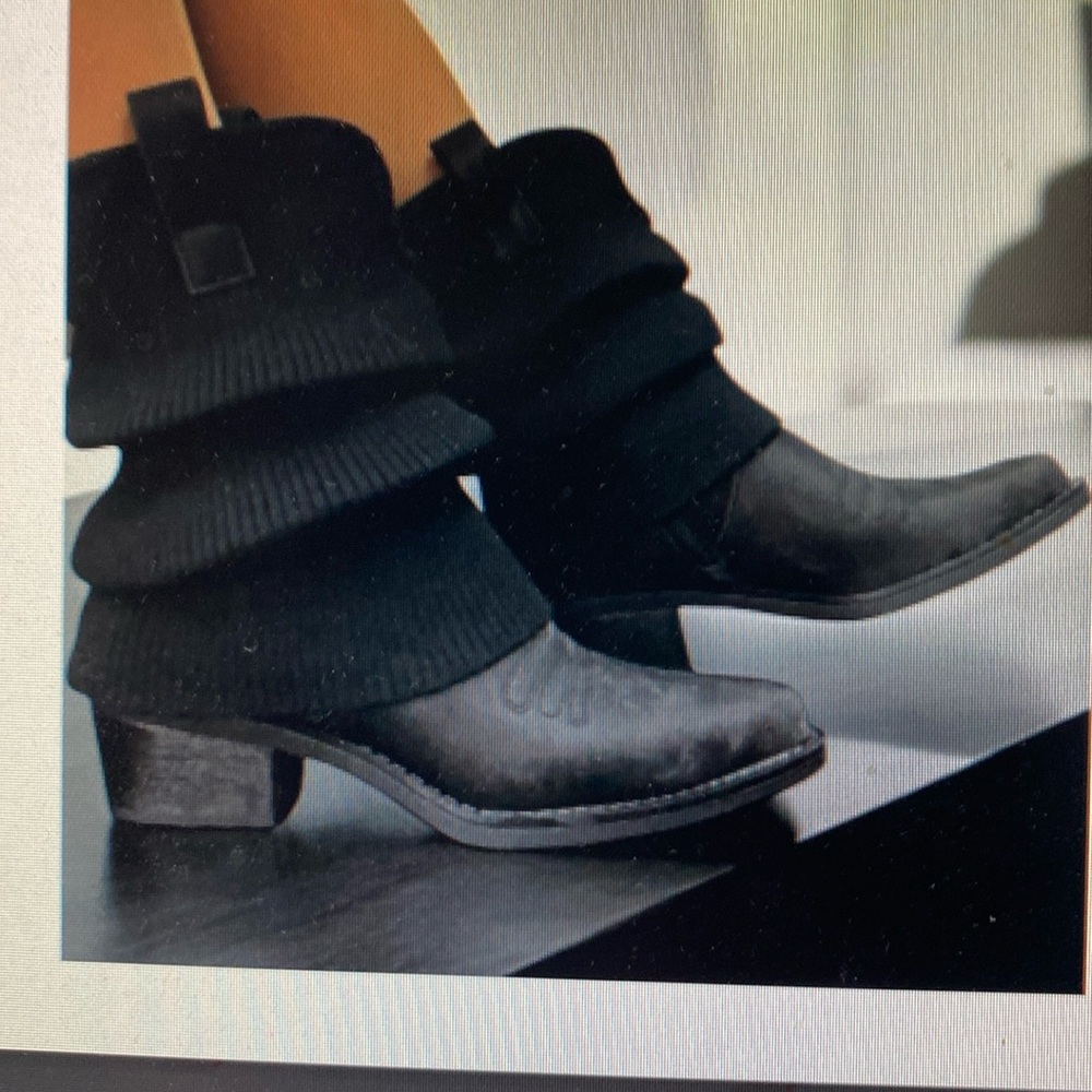 ☃️Lowest Price - Winter Sale⛄️Darling Slouchy Mini 🤠 Cowboy Boots Black NIB